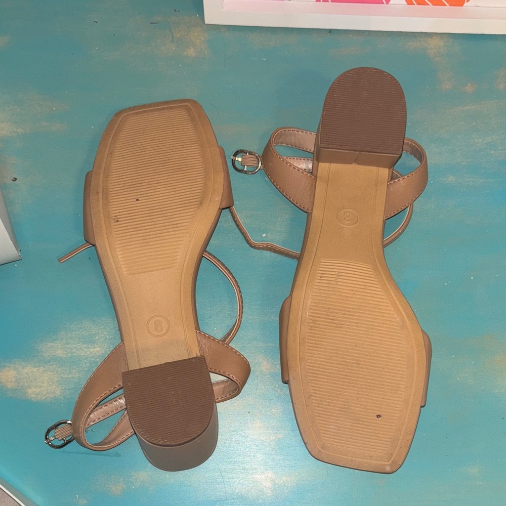 A New Day Beige Block Heel Sandals - Picture 3 of 3